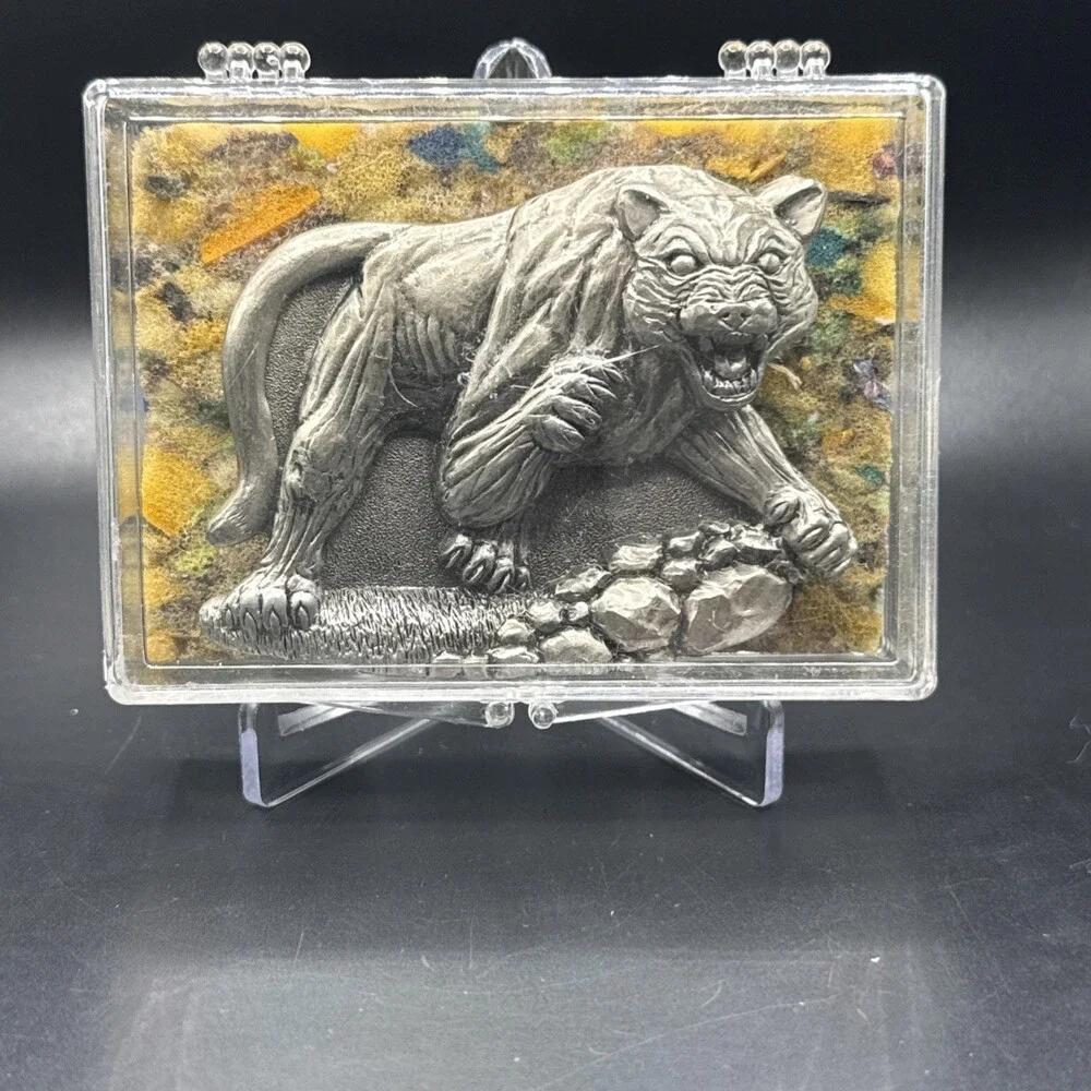 Vintage 1995 Pewter Tanside Tiger Belt Buckle Made In England